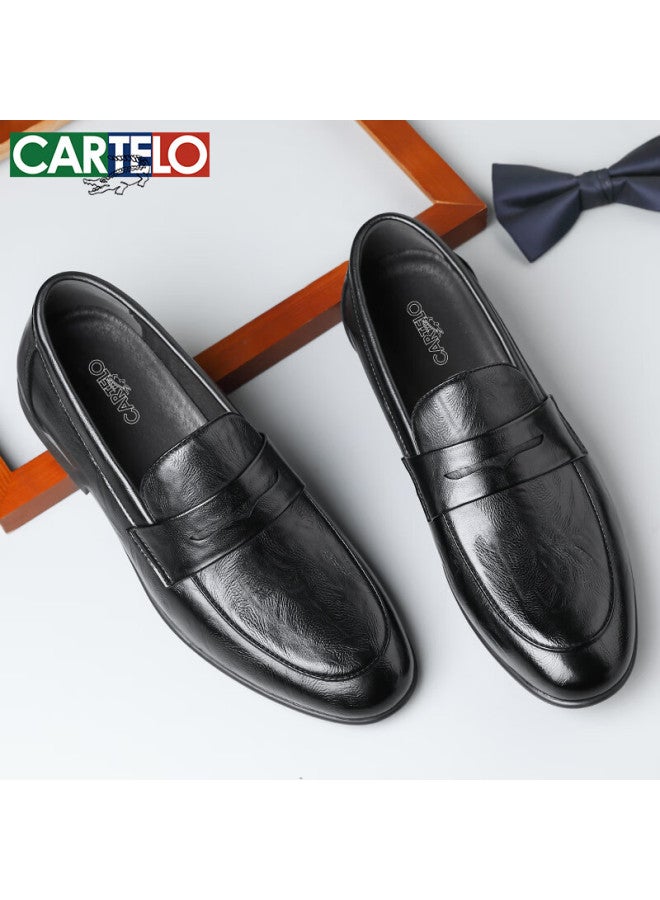 Cartelo British Style Men's Breathable Loafers Summer Business Low-cut Shoes K057 Black Size 44 - Image 1