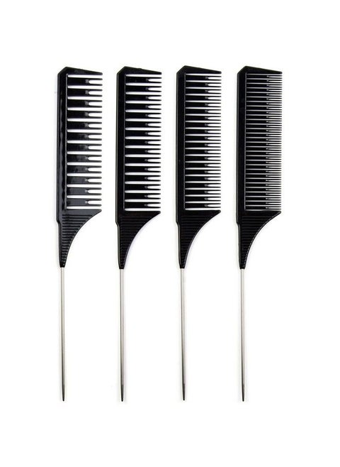 Highlighting Combs Set Of 4 Black Highlight Combs Foiling Combs For Highlighting Pin Tail Comb For Precise Sectioning Weaving Combs For Highlighting Salon Combs Pack