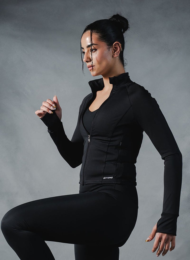Beyond Sportswear Women's Black Compression Jacket - Image 3