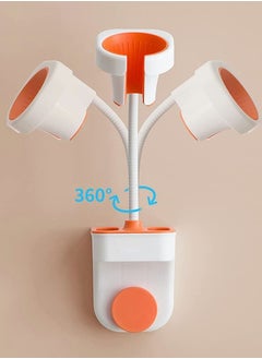 Excefore Hair Dryer Holder Hands Free Wall Mount, Bathroom Bedroom Care Self Adhesive Rack Towel Hook, Styling Tools Organizer for Small Comb, Curling Wand, Straightener (Orange)  - Image 2