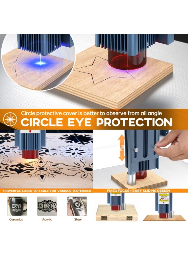 SCULPFUN S9 Laser Engraver, 90W Laser Cutter, with Eye Protection, High-precision Wood CNC Engraver Cutting Machine, for Wood Jewelry DIY Design Model Nameplate Puzzle, 410x415mm Engraving (5W) - Image 5