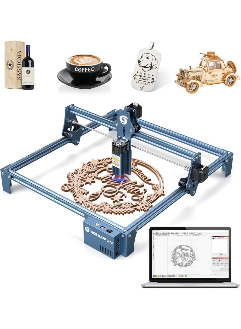 SCULPFUN S9 Laser Engraver, 90W Laser Cutter, with Eye Protection, High-precision Wood CNC Engraver Cutting Machine, for Wood Jewelry DIY Design Model Nameplate Puzzle, 410x415mm Engraving (5W) - Image 1