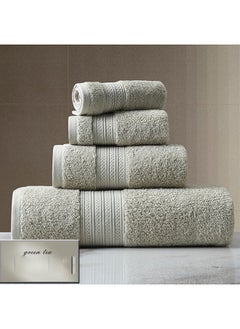 Arabest 4-Piece Towel Set, Green Cotton Luxury Plush Towels, 2 Square Towel, 1 Washcloths, 1 Bath Towel - Highly Absorbent, Quick Dry,Premium Quality Towel Hand Set for Bathroom  - Image 1