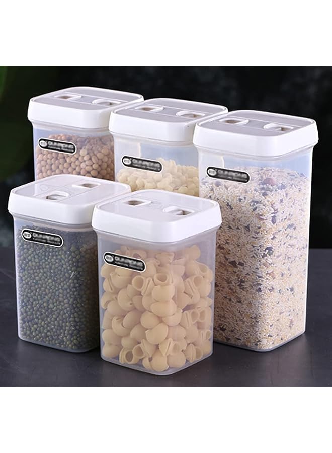 IAF 5 pcs Food Storage Containers, Kitchen and Pantry Organization Containers set, Plastic Canisters with Lockable Lids Ideal Storage Jars for Cereal, Flour, Sugar, Nuts, Pasta - Image 1