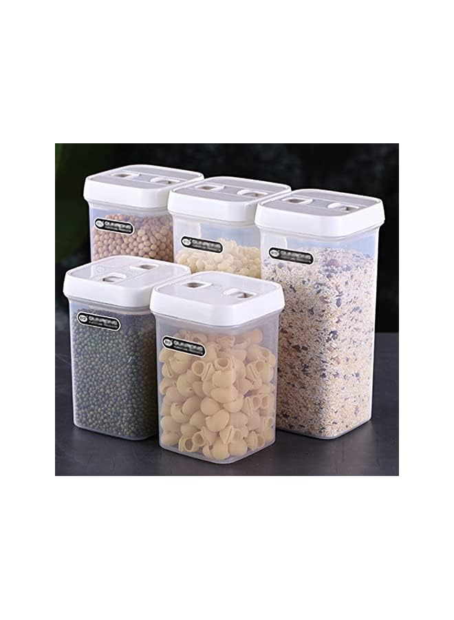 IAF 5 pcs Food Storage Containers, Kitchen and Pantry Organization Containers set, Plastic Canisters with Lockable Lids Ideal Storage Jars for Cereal, Flour, Sugar, Nuts, Pasta - Image 2