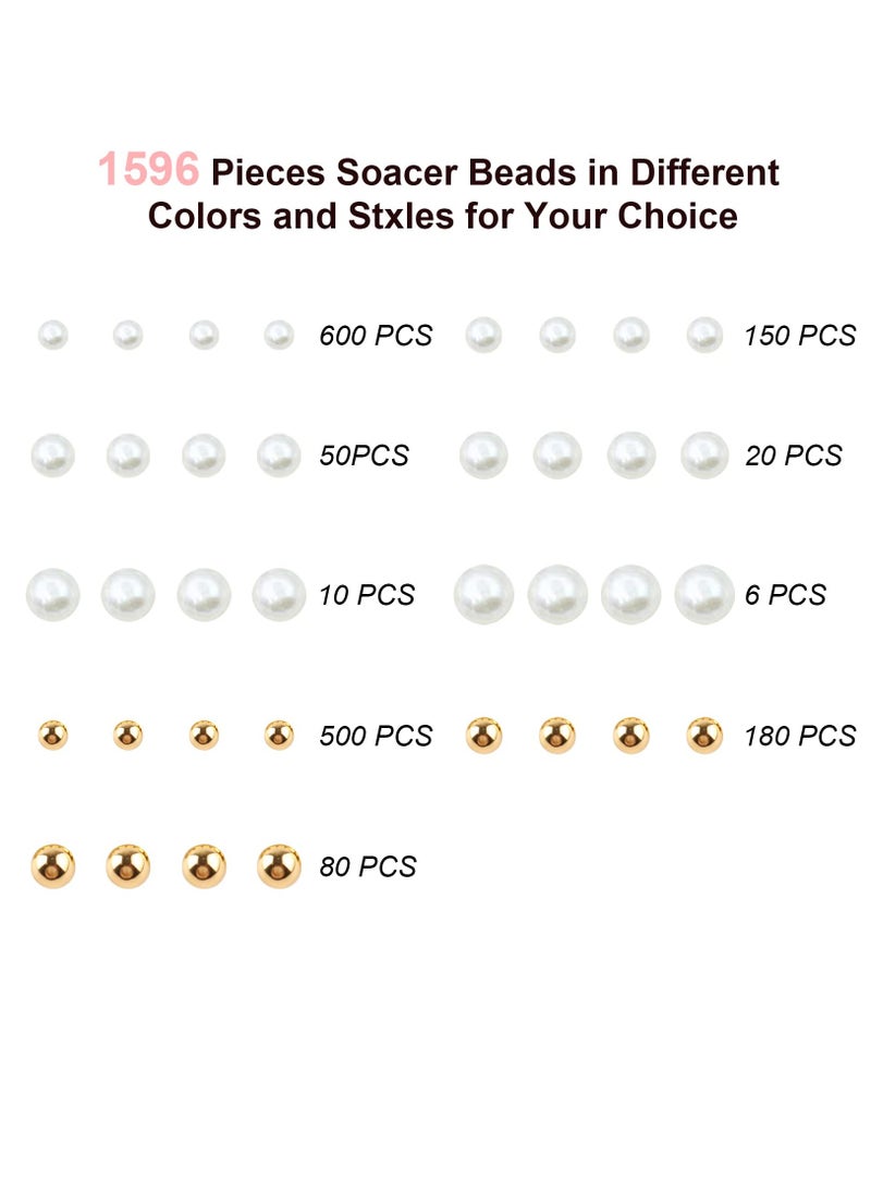 Excefore Bracelet Making Kits Gold Pearl Beads for Jewelry Making Kit Supplies Bracelet Making Kit for Adults Girls Beads for Crafts Kits Pearl Bracelet Necklace Friendship Small Bracelet Beads - Image 3