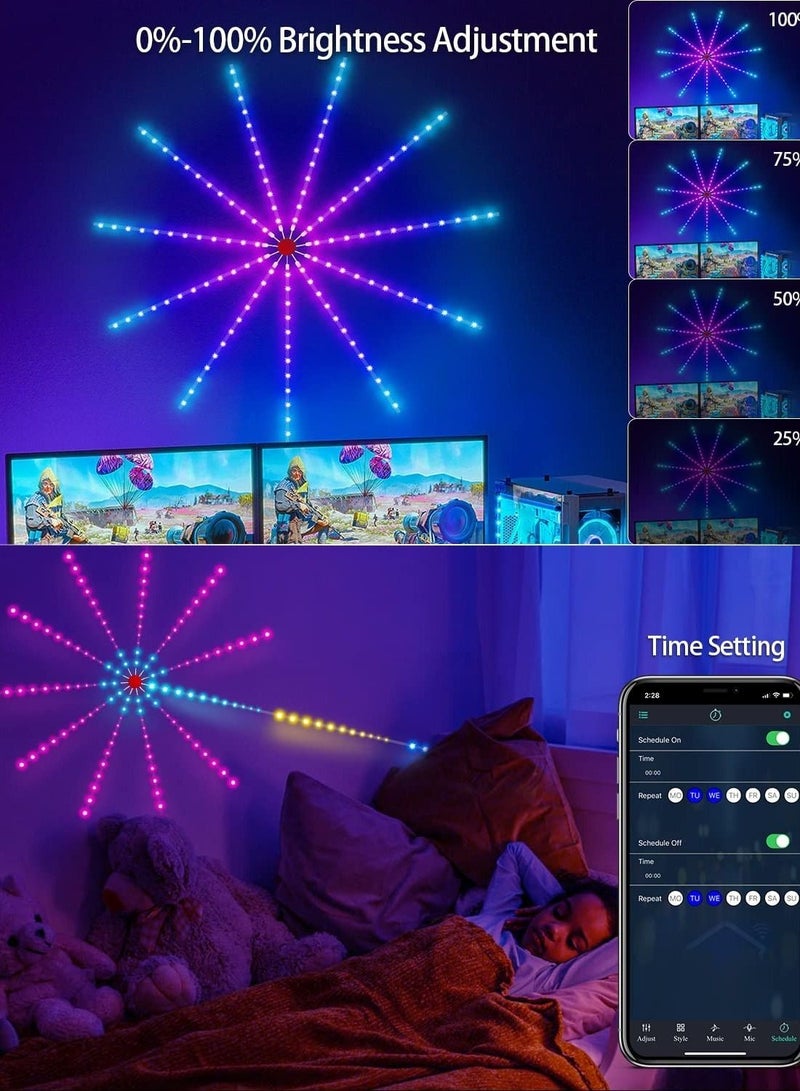 أضواء الألعاب النارية الذكية LED تعمل بالطاقة عبر USB لتزيين الغرفة، أضواء الألعاب النارية LED بتغيير الألوان بطول 30 سم لغرفة النوم مع تأثير الانفجار، أضواء شريط LED RGB مع تحكم عبر تطبيق عن بُعد لعيد الميلاد - Image 4