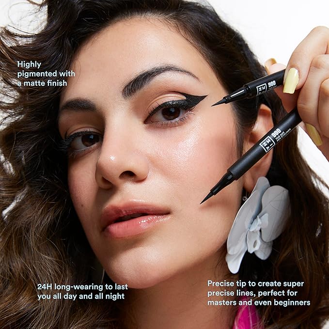 3INA MAKEUP The 24H Pen Eyeliner 900 Black Eyeliner 24h Longwear SmudgeProof for Sensitive Eyes Precise Felt Tip Liner - Image 4