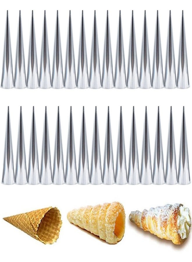 Manwetye 30 PCS Non-Stick Stainless Steel Cream Horn Molds - Large, 5" Big Size for DIY Cooking Danish Pastry, Lady Lock, Croissant, Ice Cream Egg Roll - Image 1