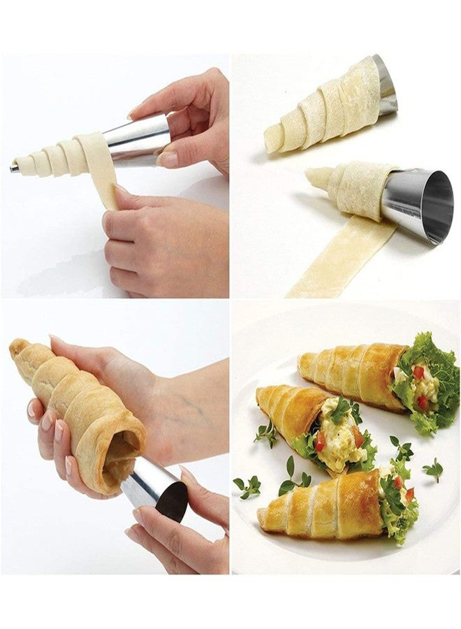 Manwetye 30 PCS Non-Stick Stainless Steel Cream Horn Molds - Large, 5" Big Size for DIY Cooking Danish Pastry, Lady Lock, Croissant, Ice Cream Egg Roll - Image 4