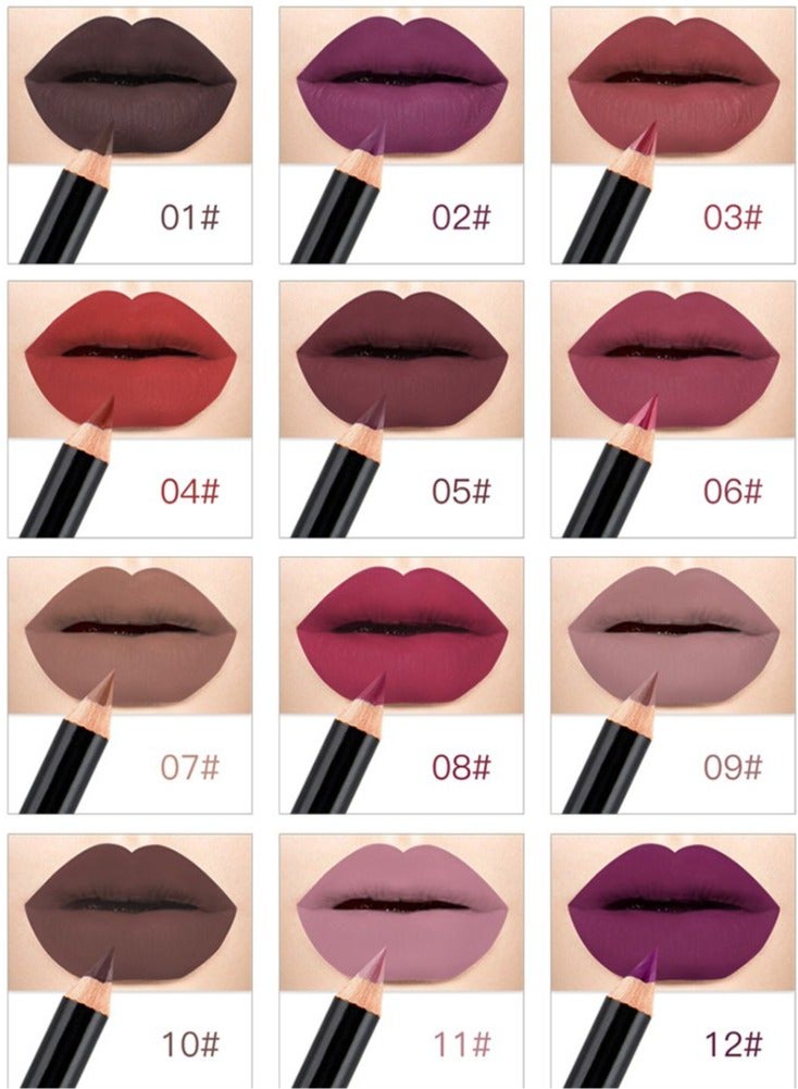 NICEFACE 12 Color Lip Pencil Soft Waterproof Smooth Lip Liner/Lipliner Pen (Lip 12PC SET) - Image 2