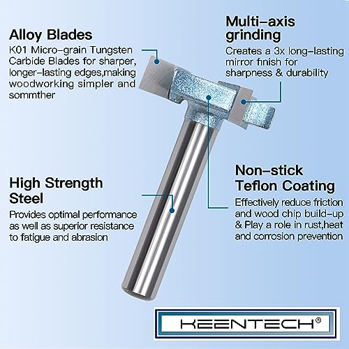 KEENTECH Router Bits, 3 Flute CNC Spoilboard Surfacing Router Bit for Surfacing, Industrial Grade Cutting Tools for Woodworking (1/2 Inch Shank x 2 Inch Diameter x 1/2 Inch Depth, KT16025008) - Image 3
