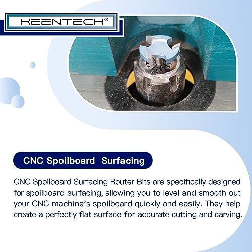 KEENTECH Router Bits, 3 Flute CNC Spoilboard Surfacing Router Bit for Surfacing, Industrial Grade Cutting Tools for Woodworking (1/2 Inch Shank x 2 Inch Diameter x 1/2 Inch Depth, KT16025008) - Image 2