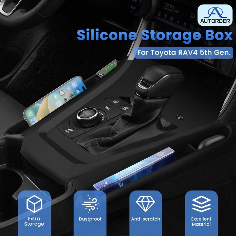 Autorder Silicone Center Console Organizer for 2019-2026 Toyota RAV4 Accessories Seat Gap Storage Box Soft Gear Shift Panel Trim Cover - Image 2