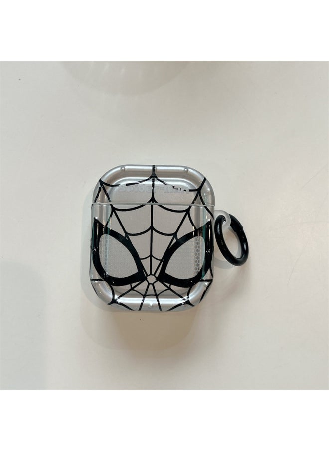 Generic Galvanized Spiderman For Airpods4 For Apple Bluetooth Wireless 2/3 Generation Headset Pro2 Creative Personality Male-Color:Silver Spider-man Headphone Cover + Ring-Applicable Models:Airpods 4th Generation  - Image 1