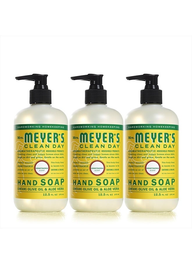 Mrs. Meyer's Clean Day Hand Soap, Made with Essential Oils, Biodegradable Formula, Honeysuckle, 12.5 fl. oz - Pack of 3  - Image 1