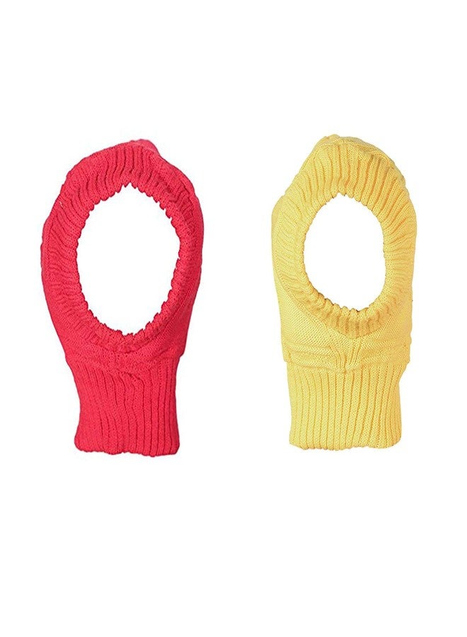 Zeki Woolen Monkey Cap for Baby Boy's & Girl's (Red & Yellow,6 Months - 3 Years)-(Pack of 02) - Image 1