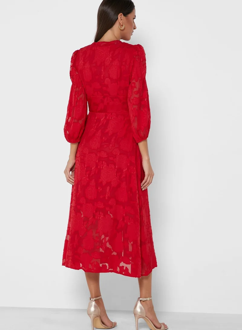 ELLA Textured Button Through Dress
