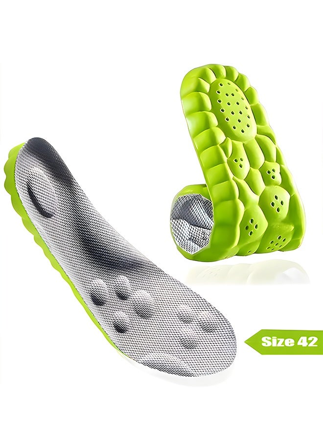 4D Shock Absorbing Insoles, Arch Support Breathable Shoe Inserts, Cuttable PU Cushion Insoles for Flat Feet, Unisex Sneakers/Boots, Size 42 (10.4 inch/26.5cm) - Image 1