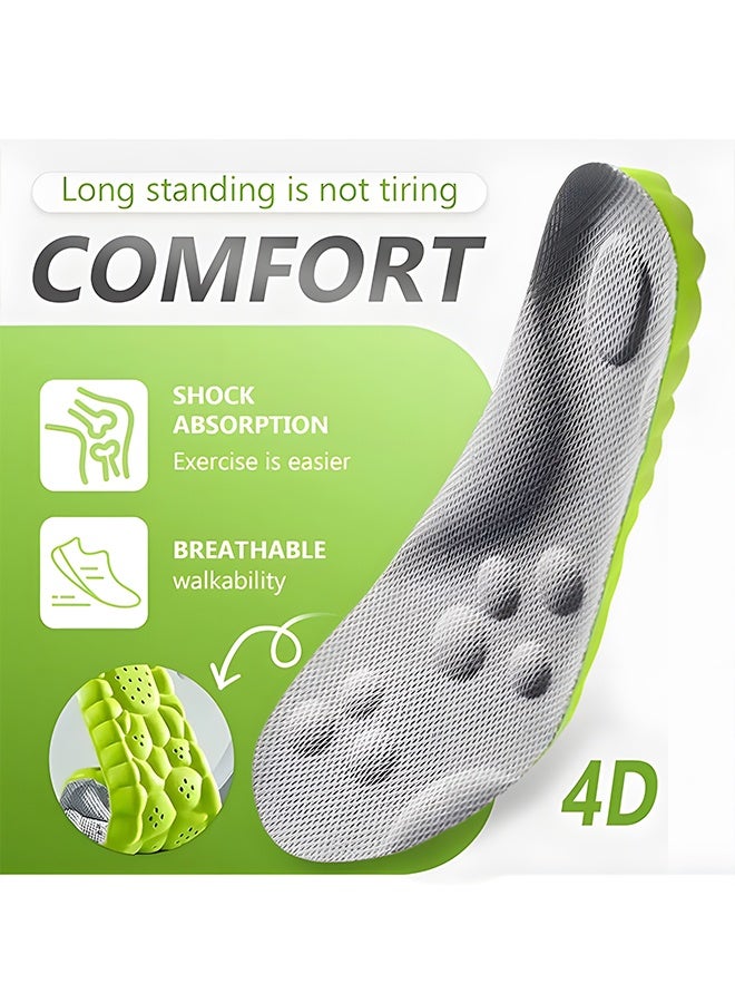 4D Shock Absorbing Insoles, Arch Support Breathable Shoe Inserts, Cuttable PU Cushion Insoles for Flat Feet, Unisex Sneakers/Boots, Size 42 (10.4 inch/26.5cm) - Image 4