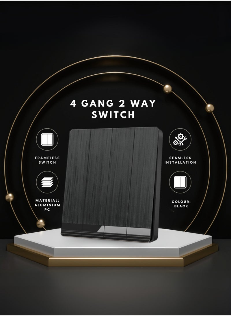 Vmax Modern 4 Gang 2 Way Wall Switch Frameless Design  Durable Aluminium + PC Material Elegant Wall Switch for Home, Office & Hotels (WHITE, BLACK, CHAMPAGNE GOLD - Image 3
