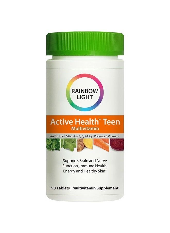 Rainbow Light Multivitamin for Teens, Vitamin C, Zinc, & B Complex, Supports Brain Health, Nerve Function, and a Strong Immune System, Gluten Free, Vegetarian, Fruit Punch, 90 Tablets  - Image 1