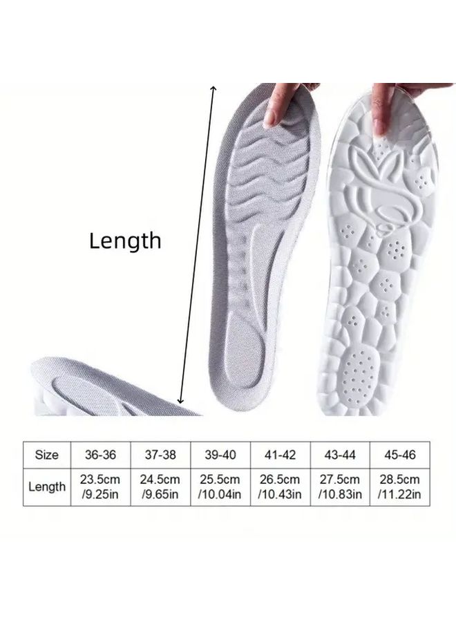 Sports Arch Support Insoles 2 Pairs Gray Shock Absorption Breathable Sweat Absorbing For Men Women - Image 2