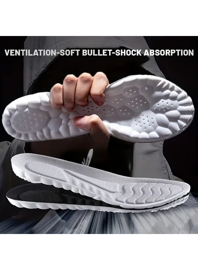 Sports Arch Support Insoles 2 Pairs Gray Shock Absorption Breathable Sweat Absorbing For Men Women - Image 3