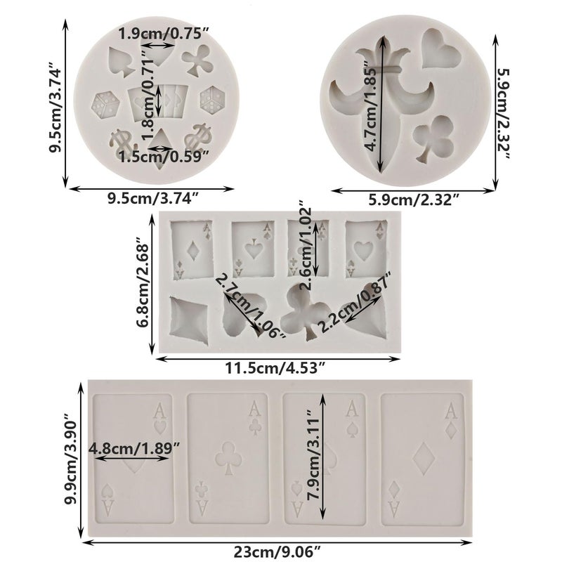 Sijiangmold Poker Silicone Molds Casino Playing Card Chocolate Fondant Mold For Cupcake Topper Cake Decorating Chocolate Candy Craft Gum Paste Set Of 4 - Image 2