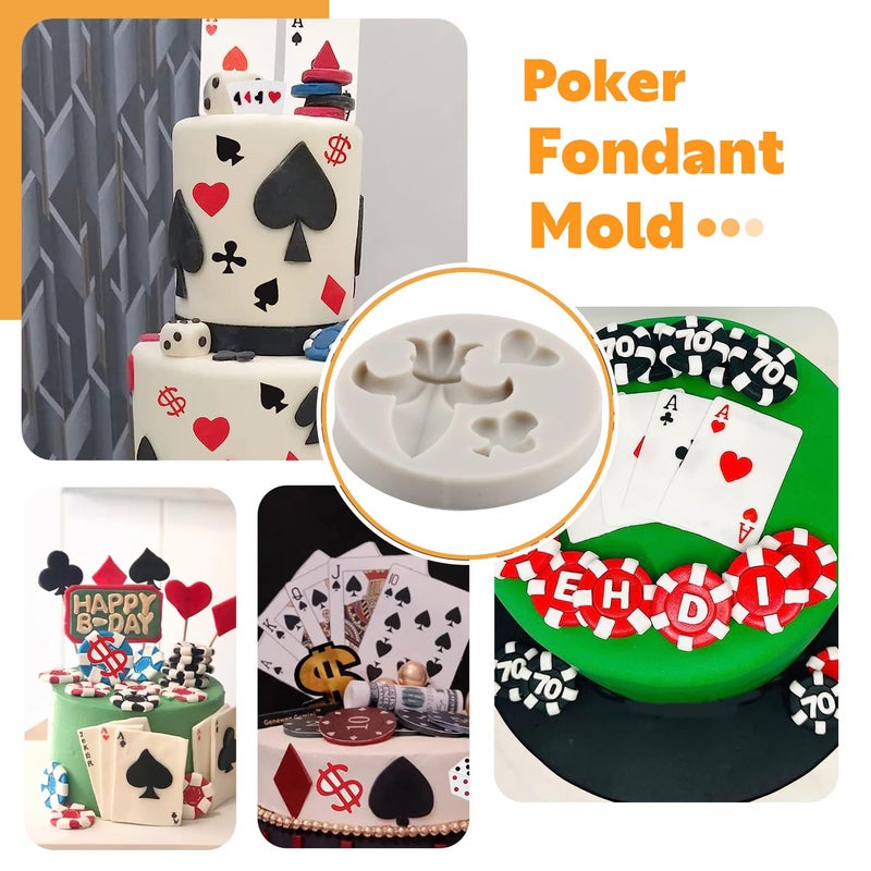 Sijiangmold Poker Silicone Molds Casino Playing Card Chocolate Fondant Mold For Cupcake Topper Cake Decorating Chocolate Candy Craft Gum Paste Set Of 4 - Image 4