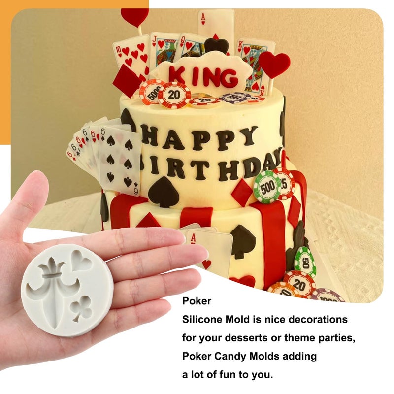 Sijiangmold Poker Silicone Molds Casino Playing Card Chocolate Fondant Mold For Cupcake Topper Cake Decorating Chocolate Candy Craft Gum Paste Set Of 4 - Image 3