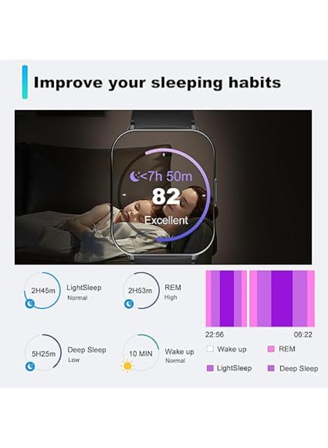 PEJE Smart Watches For Men,1.83" Display,Prayer Alerts,Arabic Support,Bluetooth Calls,1ATM Waterproof,Spo2/Hr/Sleep Tracking,123+ Sports Modes,7-Day Battery (280mah),Ios/Android. (Black) - Image 2