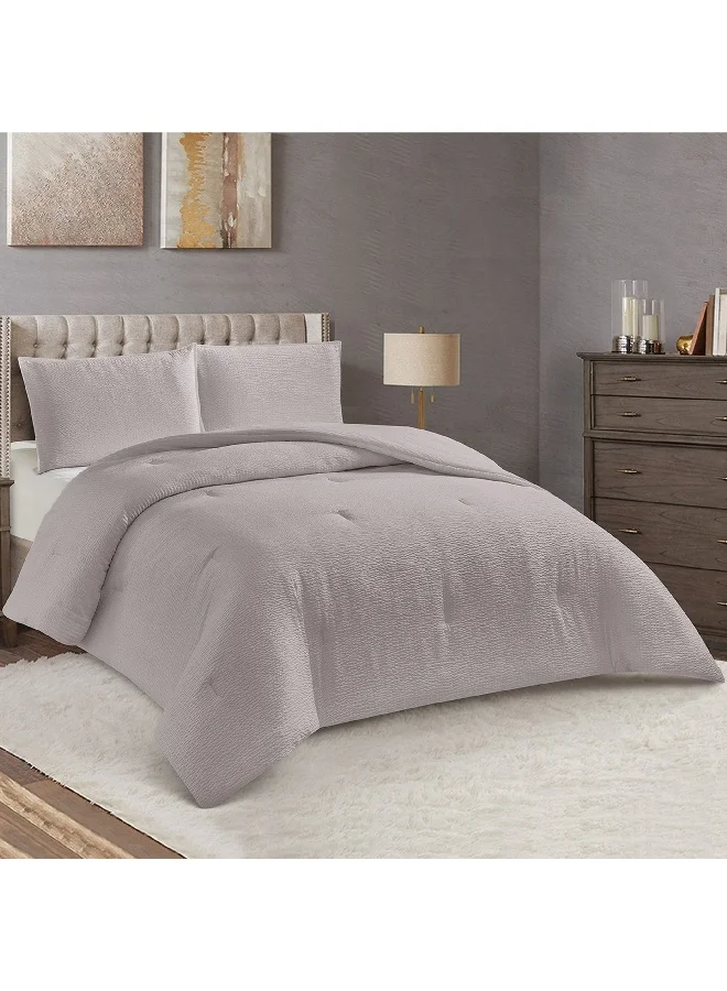 Home Box Theo Stripe Seersucker 3-Piece King Comforter Set 240 x 220 cm