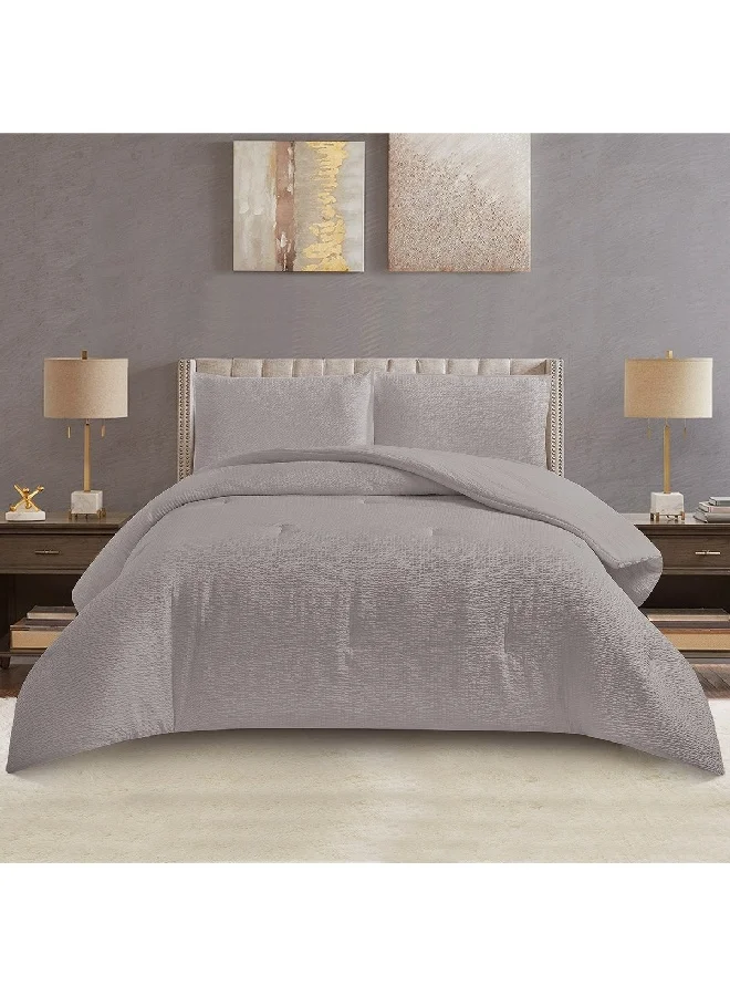 Home Box Theo Stripe Seersucker 3-Piece King Comforter Set 240 x 220 cm