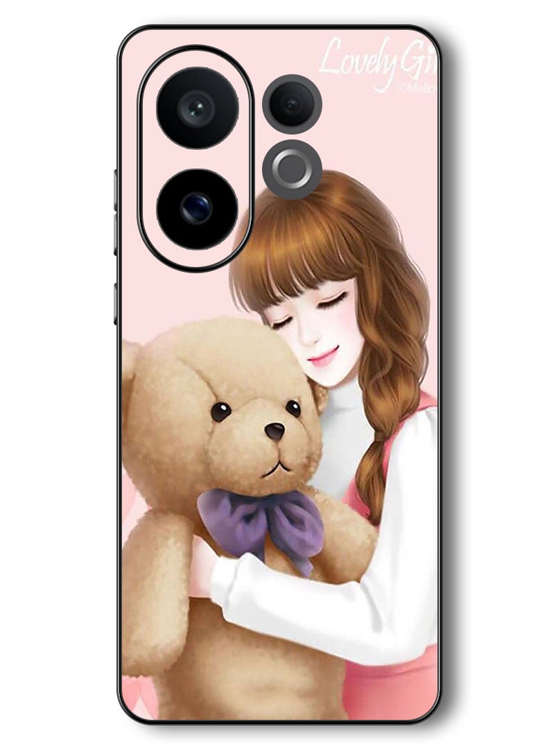 Theodor Case Compatible with Vivo V60 6.77 Inch Protection Shockproof Bumper Cover Lovely Girl Witih Teddy - Image 1