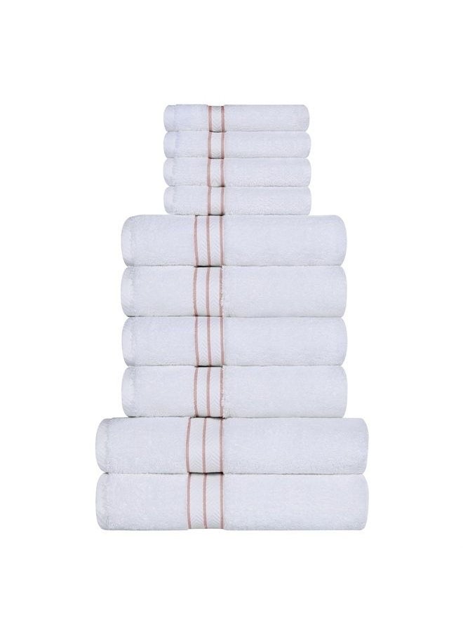 Superior Turkish Cotton Ultra-Plush 10-Piece Towel Set, Ideal for Master Bath, Guest Bathroom, Fast Drying, Shower, Spa, Face/Washcloths, Hand, Bath Towels, Absorbent, Home Basics, Tea Rose  - Image 1