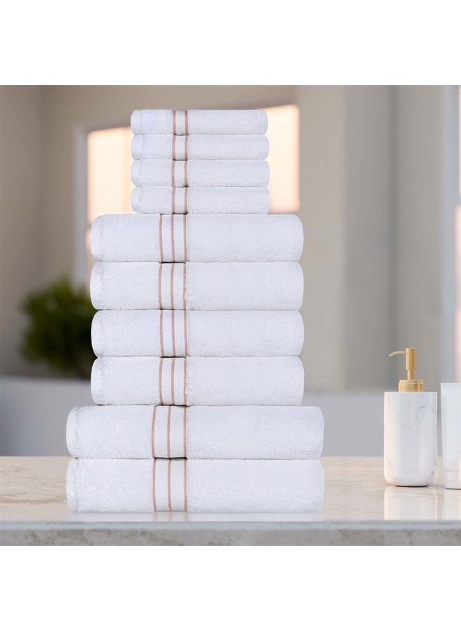 Superior Turkish Cotton Ultra-Plush 10-Piece Towel Set, Ideal for Master Bath, Guest Bathroom, Fast Drying, Shower, Spa, Face/Washcloths, Hand, Bath Towels, Absorbent, Home Basics, Tea Rose  - Image 2