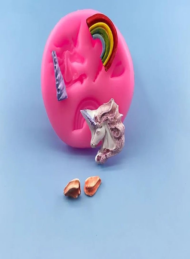 Skytail Silicone Resin Mold Unicorn Chocolate Mold Gummy Candy Fondant Mold Dessert Chocolate Decoration Supplies Kitchen Baking Tool Unicorn Theme 3D Fondant Chocolate Molds Cupcakes Decoration - Image 4