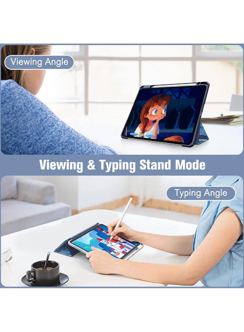 Captaintech Slim Case for iPad Pro 11-inch (4th / 3rd Generation) 2022/2021 - 【Built-in Pencil Holder】 Shockproof Cover w/Clear Transparent Back Shell, Also Fit iPad Pro 11 2nd Gen Ocean Marble - Image 4