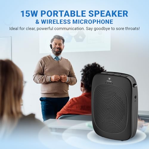W WINBRIDGE WinBridge Wireless Voice Amplifier for Teachers with Bluetooth, Wireless Mic with Speaker, Teachers Microphone Wireless, Mini Megaphone Speaker, Portable PA System for Classroom, Tour Guide C002 - Image 2