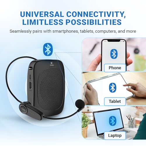 W WINBRIDGE WinBridge Wireless Voice Amplifier for Teachers with Bluetooth, Wireless Mic with Speaker, Teachers Microphone Wireless, Mini Megaphone Speaker, Portable PA System for Classroom, Tour Guide C002 - Image 5