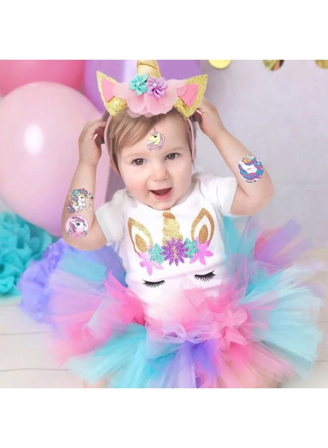 Hogoo 24 Sheets Unicorn Temporary Tattoos for Kids Girls, Cute Cartoon Fake Tattoo Rainbow Unicorn Stickers for Children, Birthday Party Favors Supplies Goodie Bag Stuffers Party Fillers - Image 3