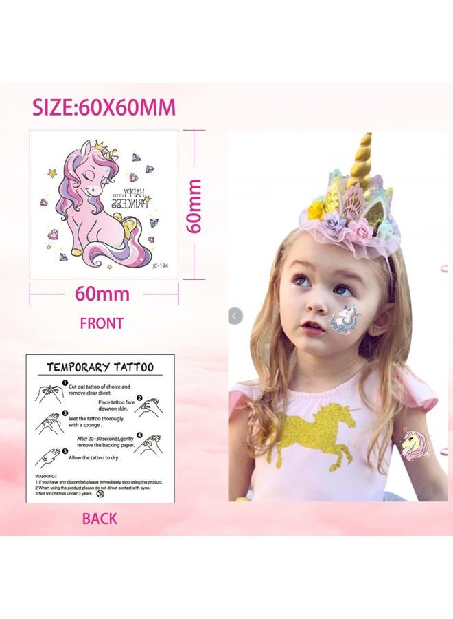 Hogoo 24 Sheets Unicorn Temporary Tattoos for Kids Girls, Cute Cartoon Fake Tattoo Rainbow Unicorn Stickers for Children, Birthday Party Favors Supplies Goodie Bag Stuffers Party Fillers - Image 2