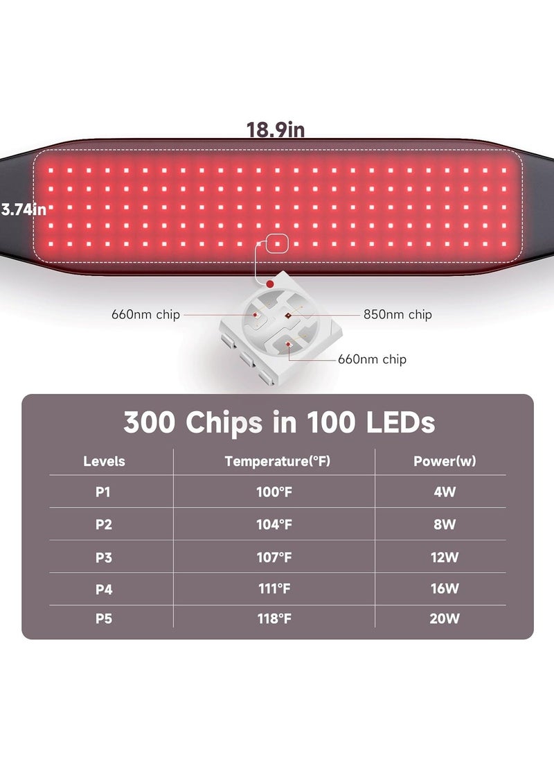 Generic - Red Light Therapy Wrap Belt for Body, 100 LEDs, 5Gears 9Timers Remote Control, 660nm & 850nm Infrared Light Therapy for Back, Waist, Muscle Pain Relief, Flexible Portable Wrap Around Pad - Image 1
