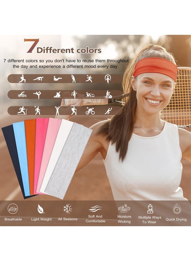 DiyJibb Headbands for Women Non Slip - 7PCS Fashion Sports Hair Bands for Women's Hair, Soft Cotton Cloth Stretchy Headbands for Women for Workout Yoga Running - Image 2