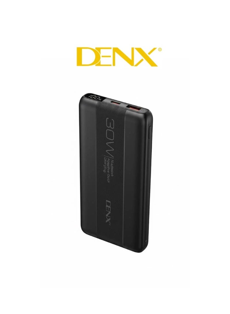 Denx 10000mAh Power Bank with Fast Charging and Dual USB Output – Black - Image 1