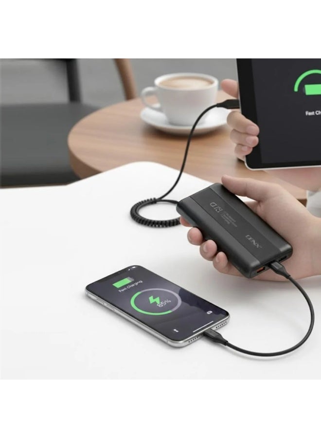 Denx 10000mAh Power Bank with Fast Charging and Dual USB Output – Black - Image 2