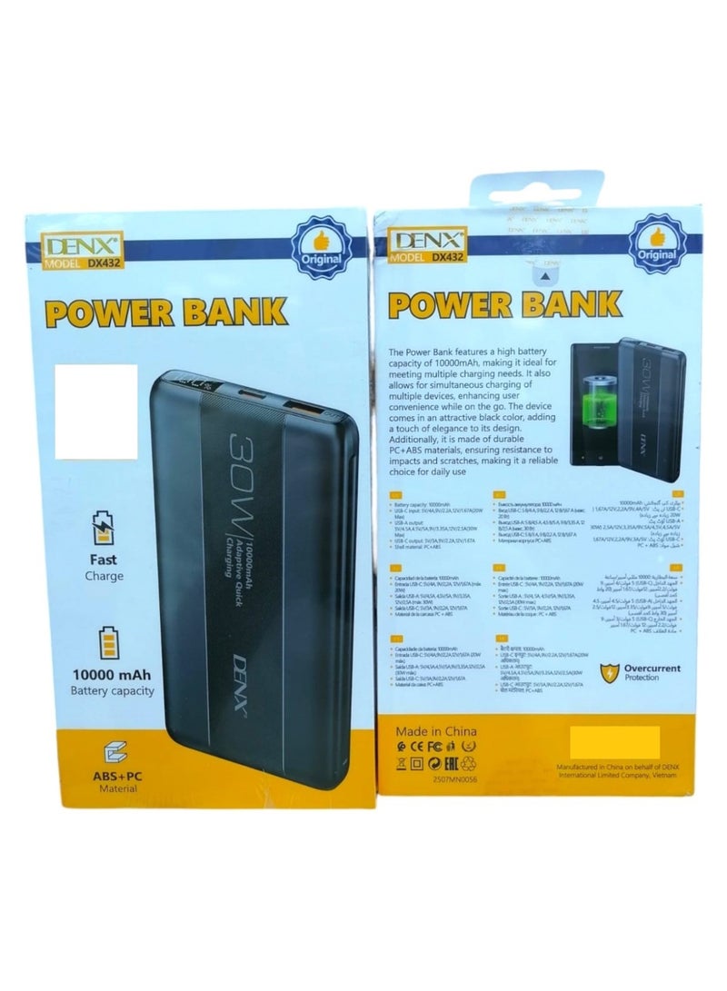 Denx 10000mAh Power Bank with Fast Charging and Dual USB Output – Black - Image 3