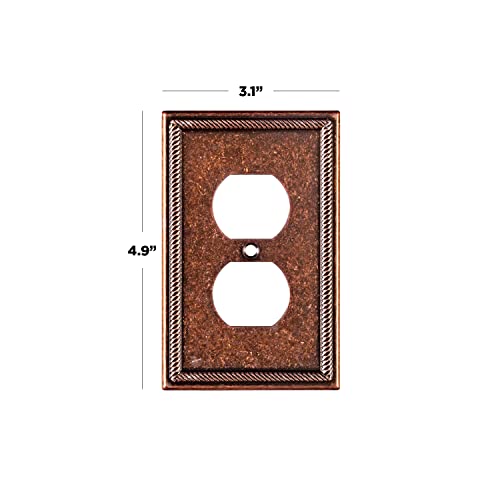 SLEEKLIGHTING Pack of 4 Wall Plate Outlet Switch Covers by SleekLighting | Decorative Zinc Cast Sponged Copper| Variety of Styles: Rocker/Receptacle/Toggle / & Combo | Size: 1 Duplex - Image 2
