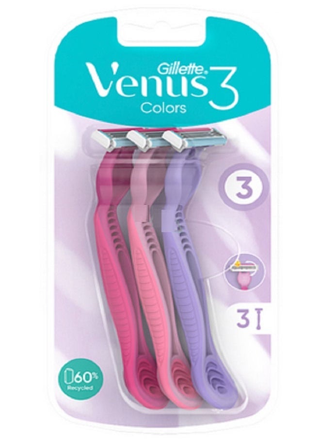 Venus - Gillette Venus Simply  3 Plus Disposable Razors for Women 3 Razors Multicolour - Image 1